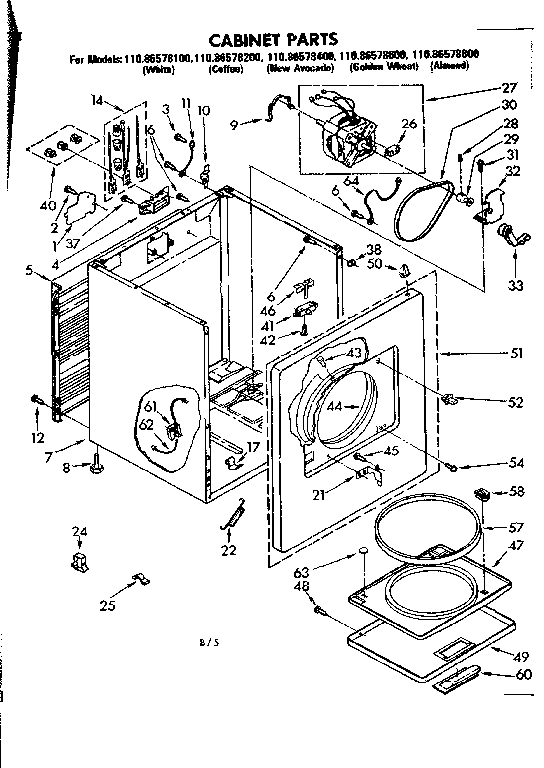Kenmore 11086578800 cabinet parts diagram