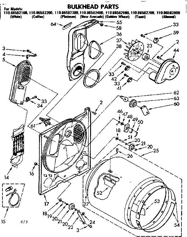 Kenmore 11086582100 bulkhead parts diagram