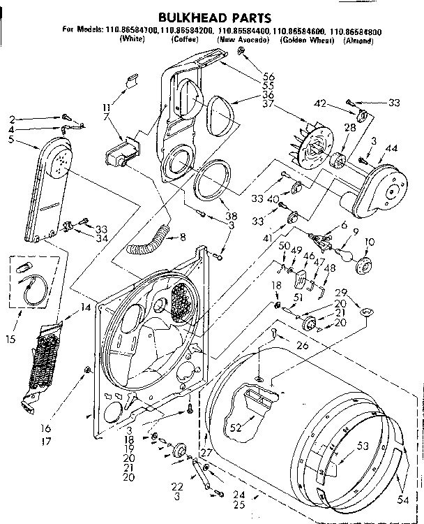 Kenmore 11086584600 bulkhead parts diagram
