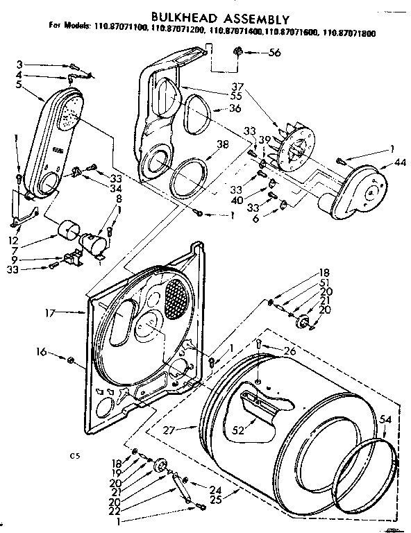 Kenmore 11087071200 bulkhead parts diagram
