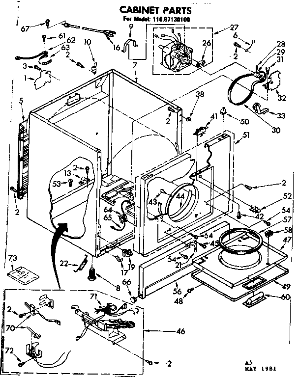 Sears 11087130100 cabinet parts diagram