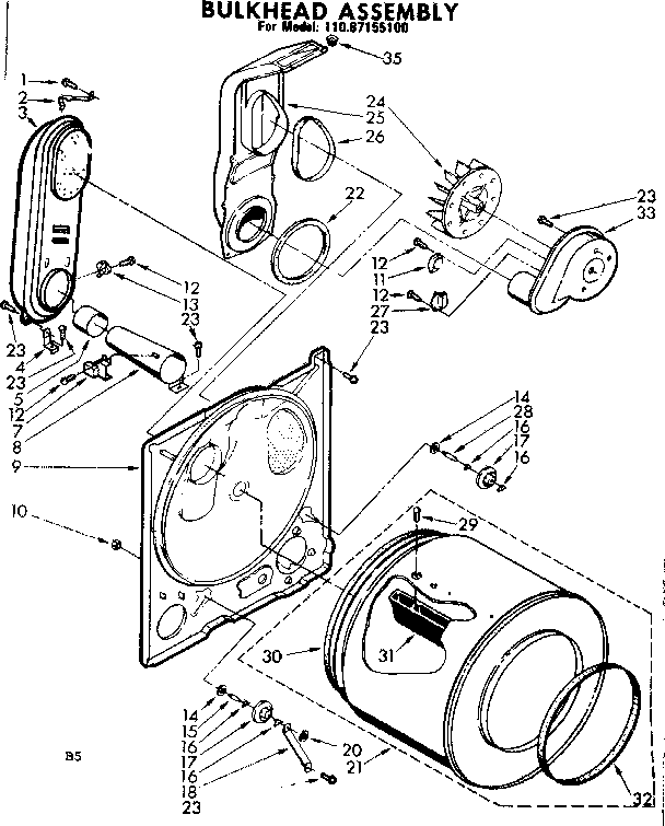 Sears 11087155100 bulkhead assembly diagram