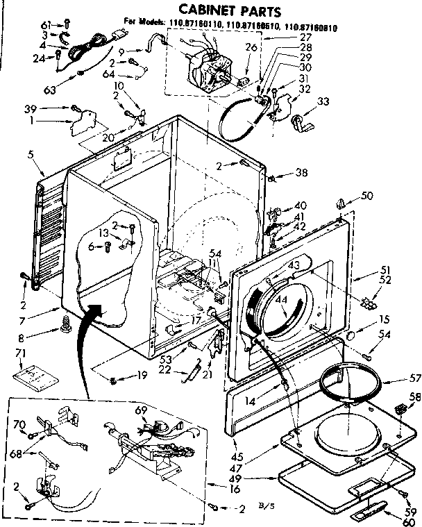 Sears 11087160610 cabinet parts diagram