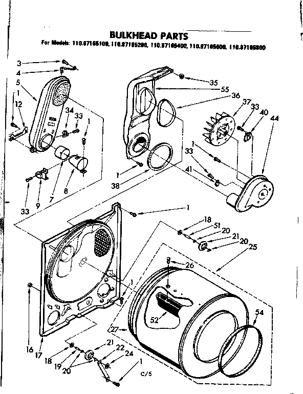Sears 11087165400 bulkhead parts diagram