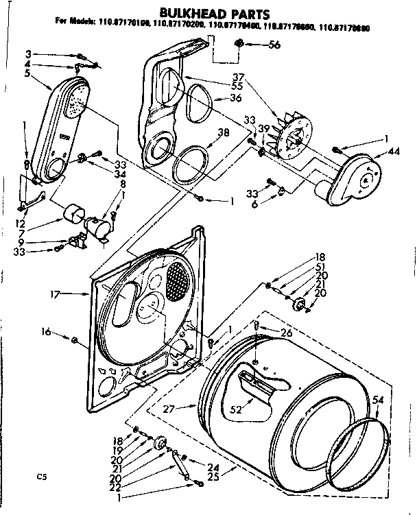 Sears 11087170400 bulkhead parts diagram