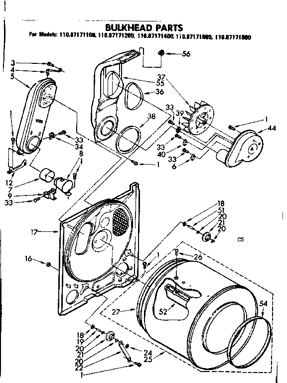 Sears 11087171400 bulkhead parts diagram