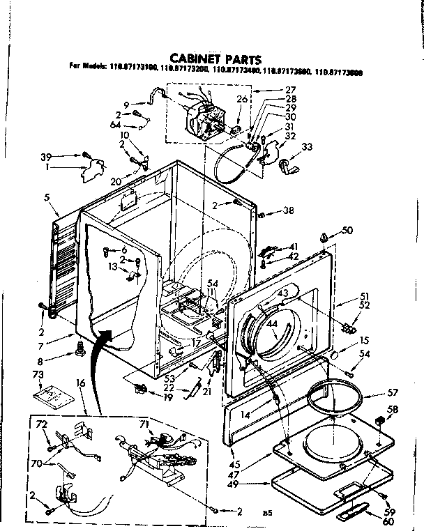Sears 11087173600 cabinet parts diagram