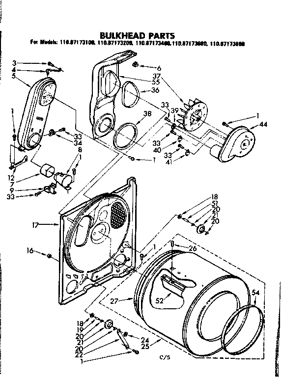 Sears 11087173600 bulkhead parts diagram