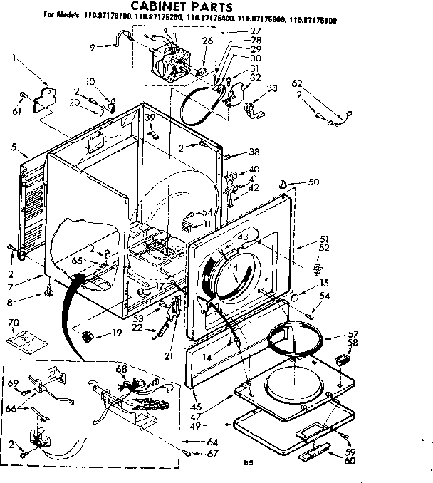 Sears 11087175400 cabinet parts diagram