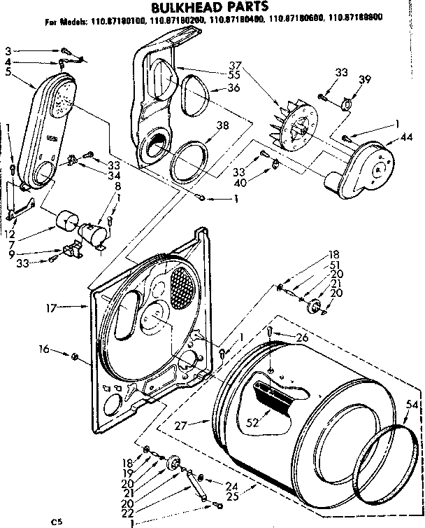 Sears 11087180800 bulkhead parts diagram