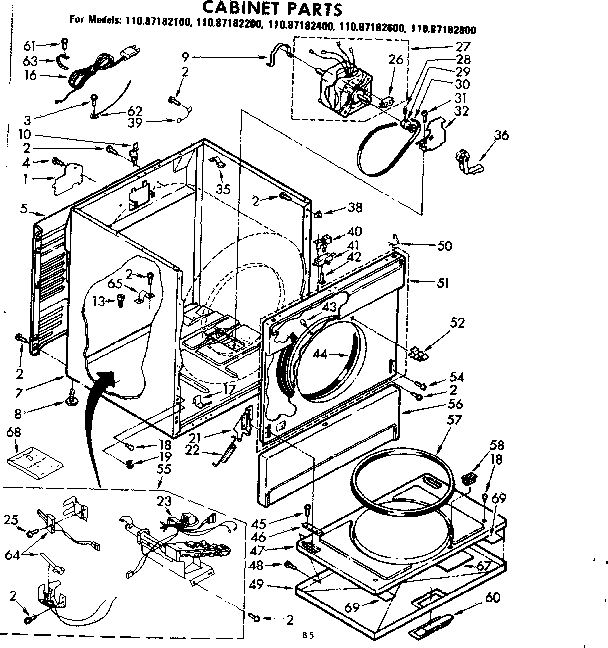 Sears 11087182100 cabinet parts diagram