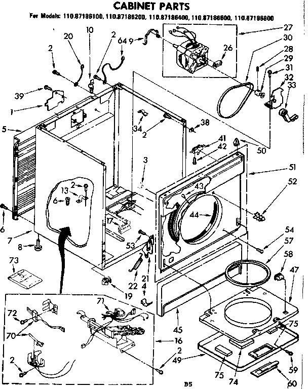 Sears 11087186100 cabinet parts diagram