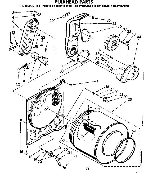 Sears 11087186100 bulkhead parts diagram