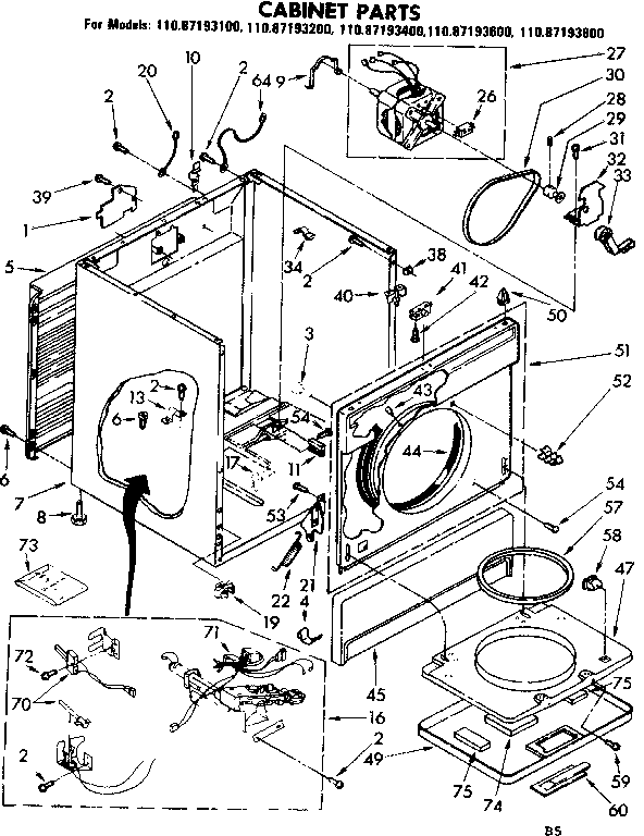Sears 11087193600 cabinet parts diagram