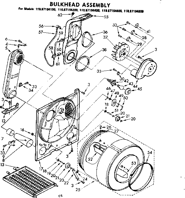 Sears 11087194100 bulkhead assembly diagram