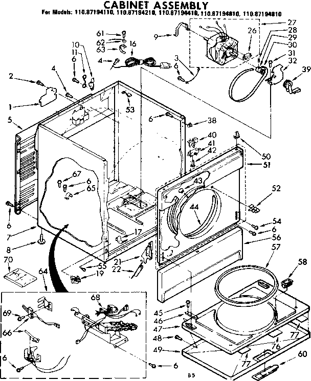 Sears 11087194110 cabinet parts diagram