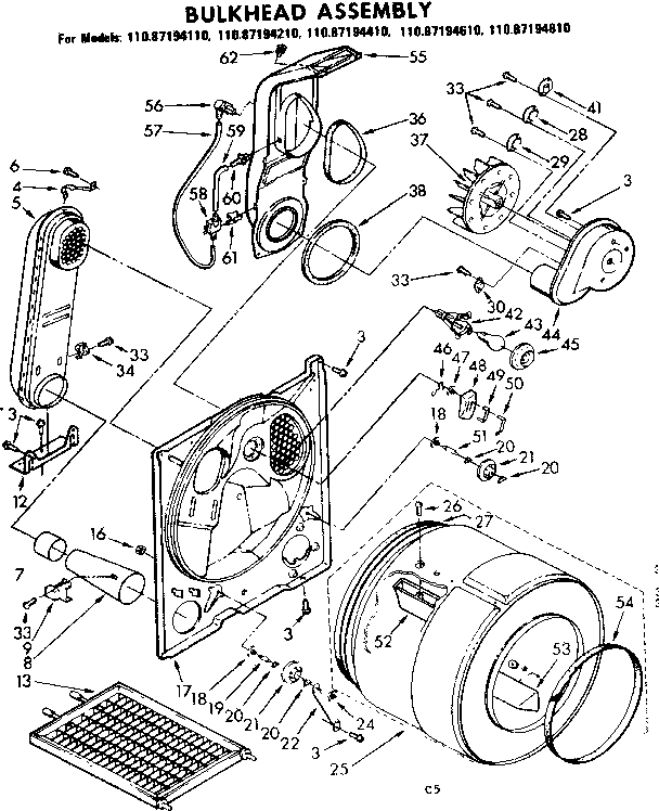 Sears 11087194110 bulkhead assembly diagram