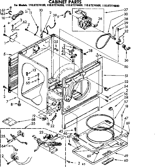 Kenmore 11087274600 cabinet parts diagram