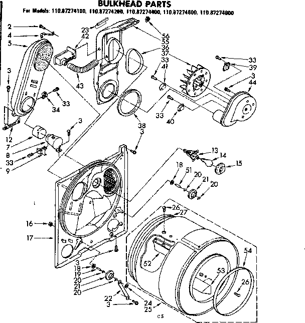 Kenmore 11087274600 bulkhead parts diagram