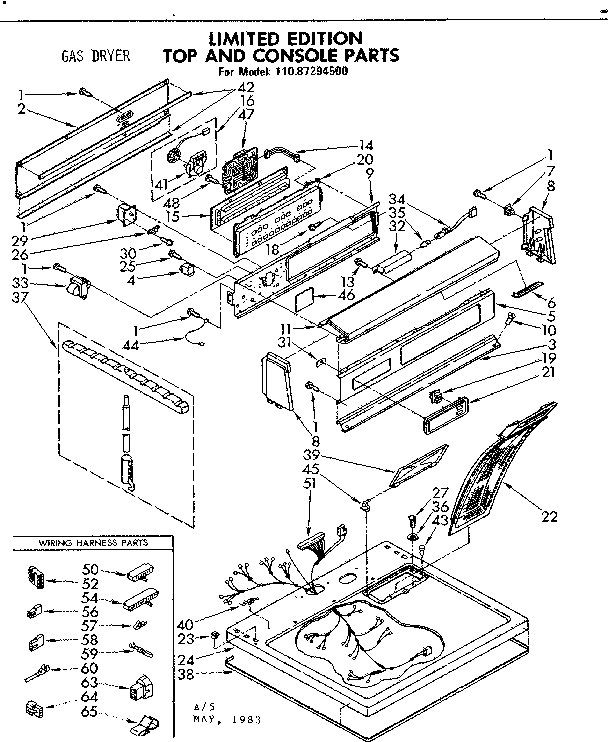 Sears 11087294500 limited edition/top and console parts diagram