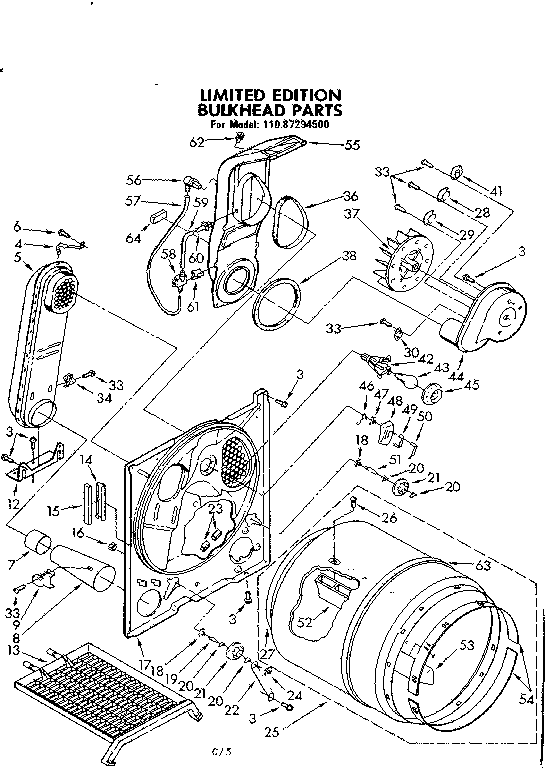 Sears 11087294500 limited edition/bulkhead parts diagram