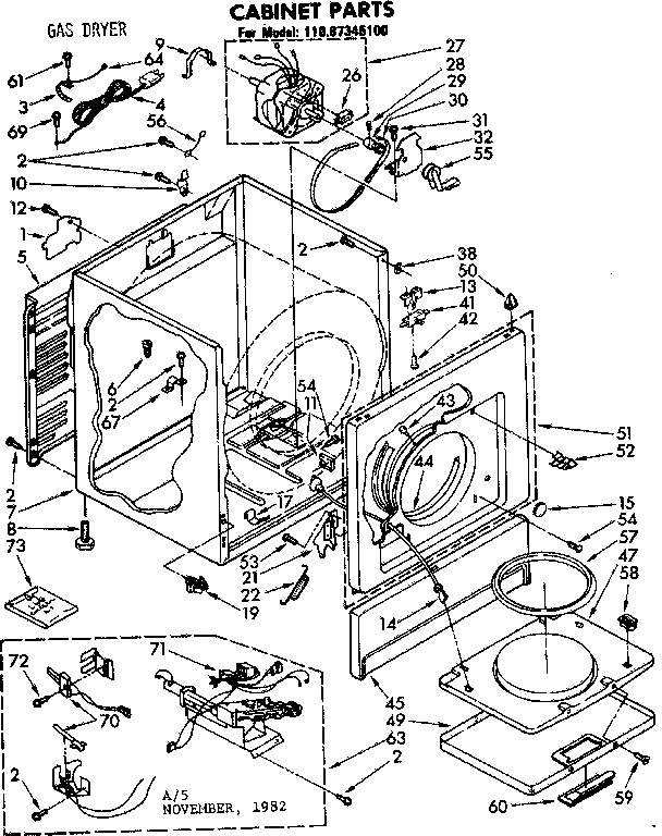 Sears 11087345100 cabinet parts diagram