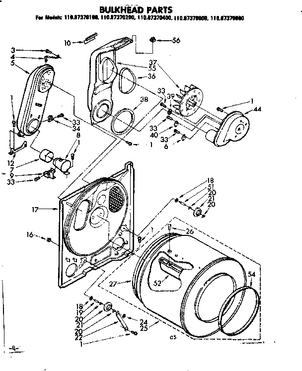 Sears 11087370800 bulkhead parts diagram