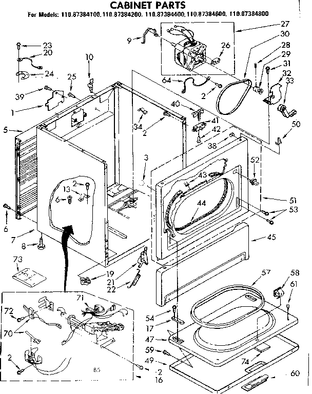 Sears 11087384600 cabinet parts diagram