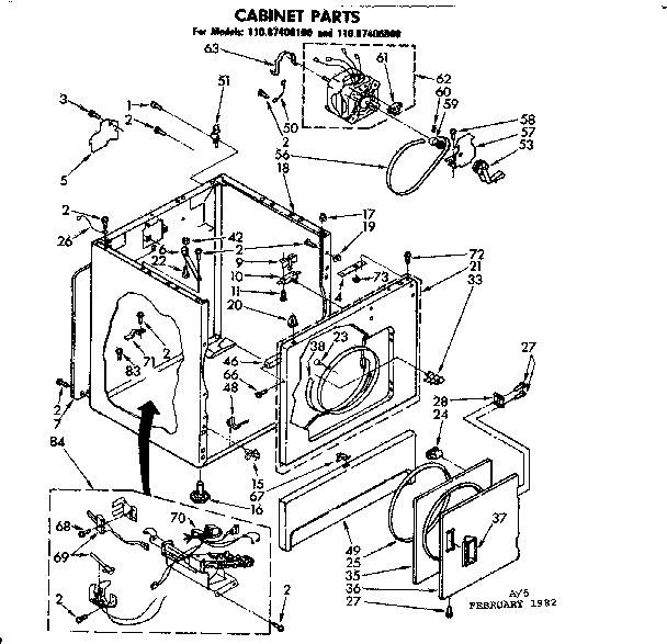 Sears 11087406100 cabinet parts diagram