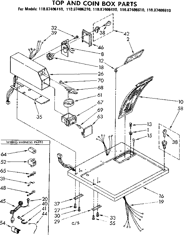 Sears 11087406810 top and coin box parts diagram