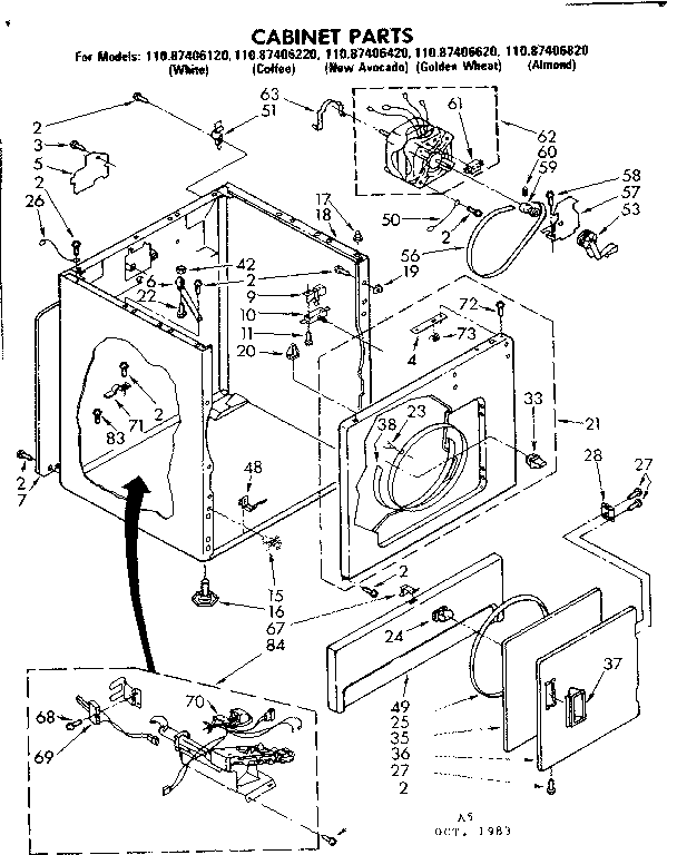 Sears 11087406120 cabinet parts diagram