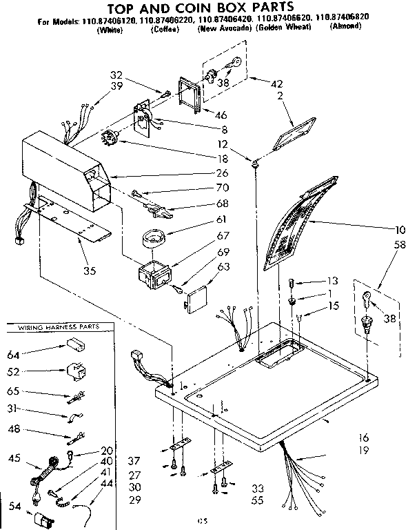 Sears 11087406120 top and coin box parts diagram