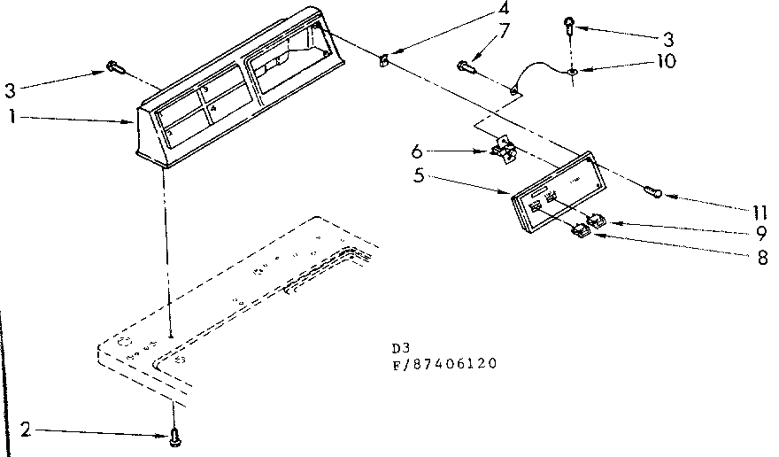 Sears 11087406120 console and control parts diagram