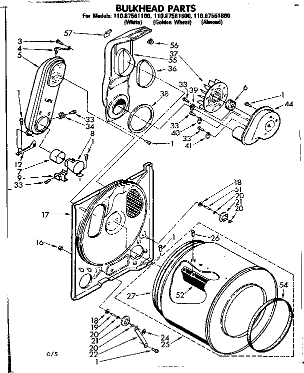 Kenmore 11087561600 bulkhead parts diagram