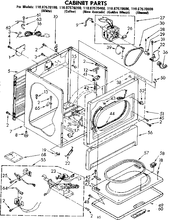 Sears 11087570800 cabinet parts diagram
