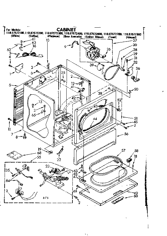 Kenmore 11087572800 cabinet parts diagram