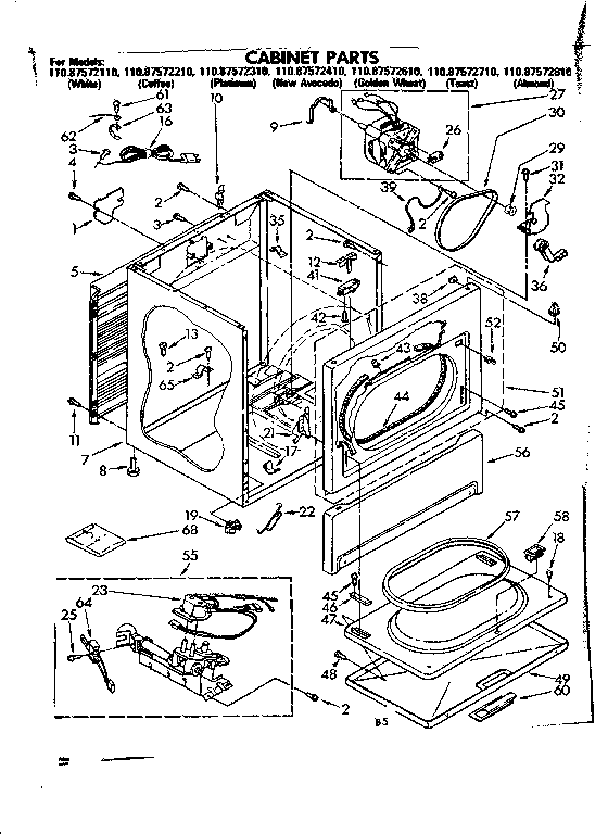 Kenmore 11087572810 cabinet parts diagram
