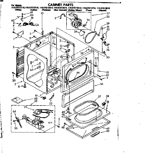 Kenmore 11087573110 cabinet parts diagram