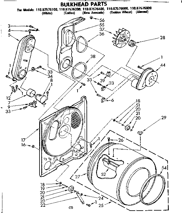 Kenmore 11087576600 bulkhead parts diagram