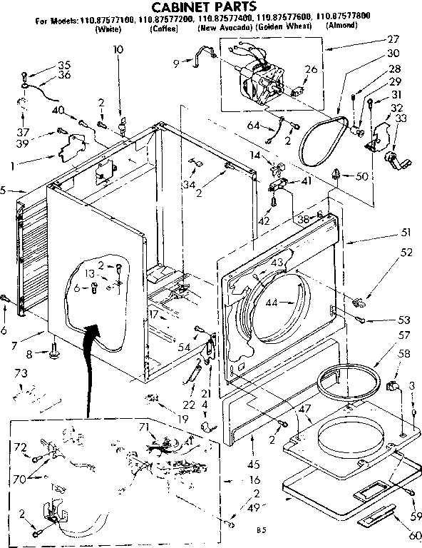 Sears 11087577600 cabinet parts diagram