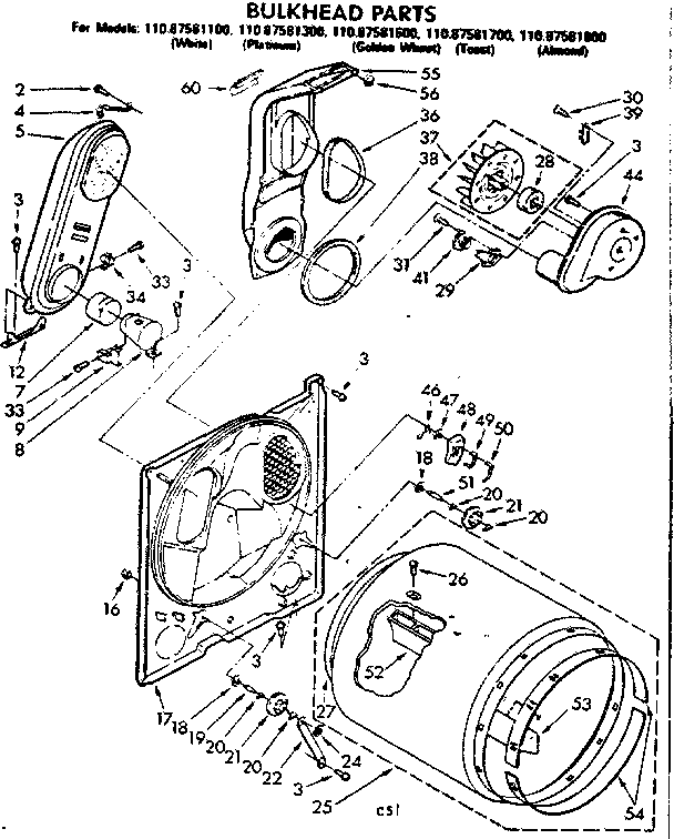 Kenmore 11087581600 bulkhead parts diagram
