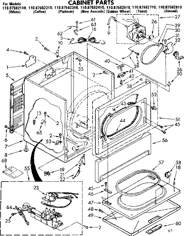 Kenmore 11087582310 cabinet parts diagram