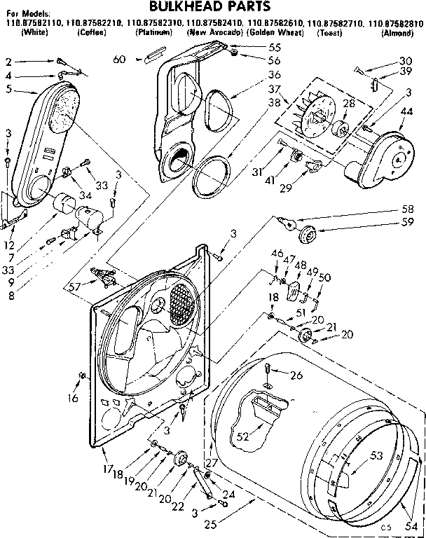 Kenmore 11087582310 bulkhead parts diagram