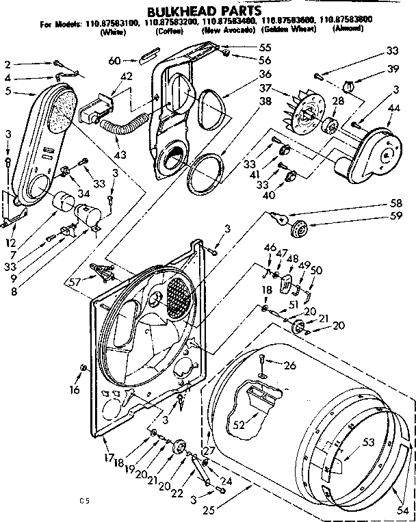 Kenmore 11087583100 bulkhead parts diagram