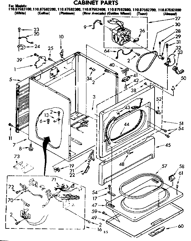 Sears 11087592300 cabinet parts diagram