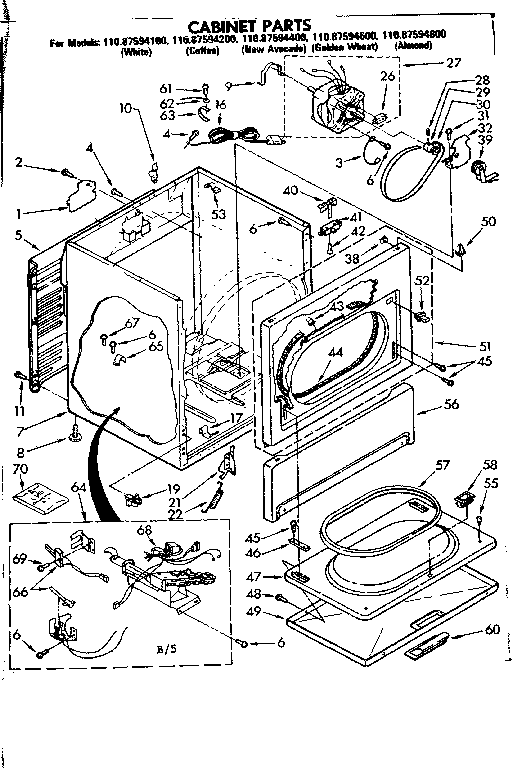 Sears 11087594400 cabinet parts diagram