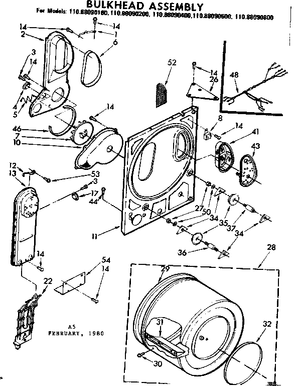 Kenmore 11088090100 bulkhead assembly diagram