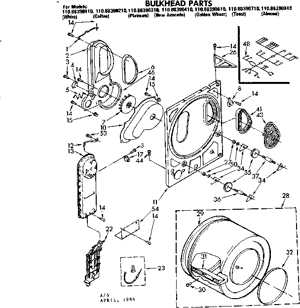 Kenmore 11088390110 bulkhead parts diagram