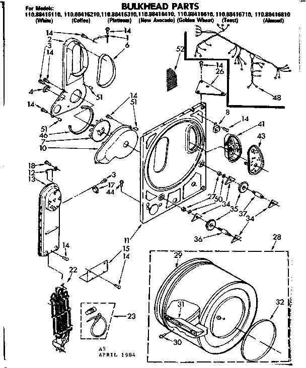 Kenmore 11088416210 bulkhead parts diagram