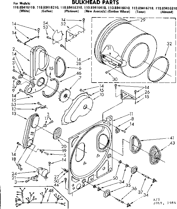 Sears 11089416610 bulkhead parts diagram